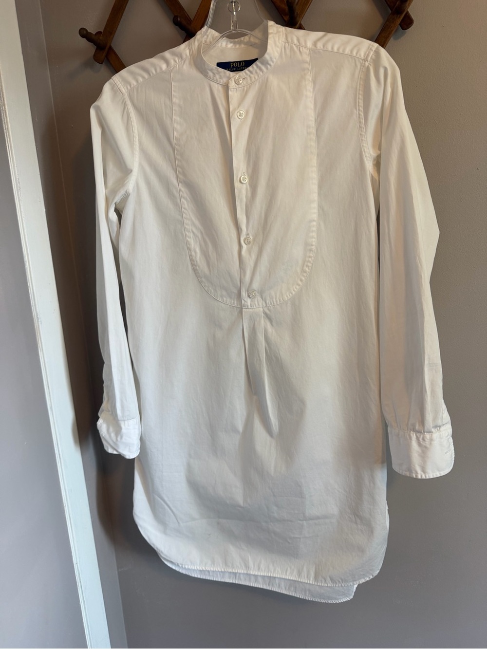 Polo Ralph Lauren White Band Collar Shirtdress White Medium - Picture 1 of 8